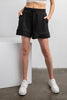 SCUBA PLEAT CASUAL SHORTS - BLACK