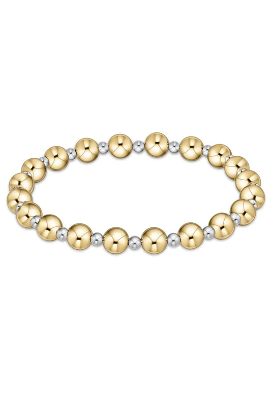 Classic Grateful Pattern 6mm Bead Bracelet - Mixed Metal