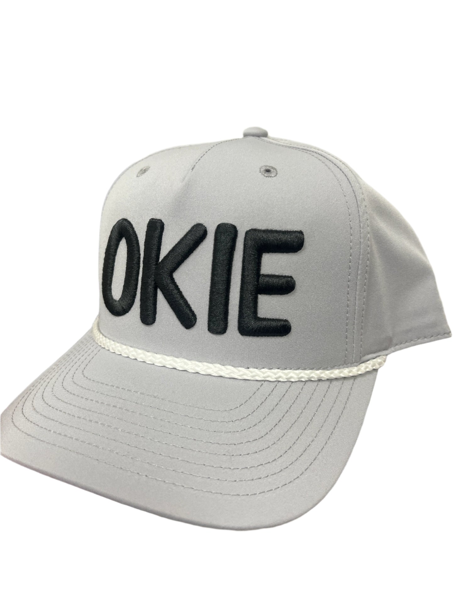 GRAY ROPE TRIM HAT - OKIE
