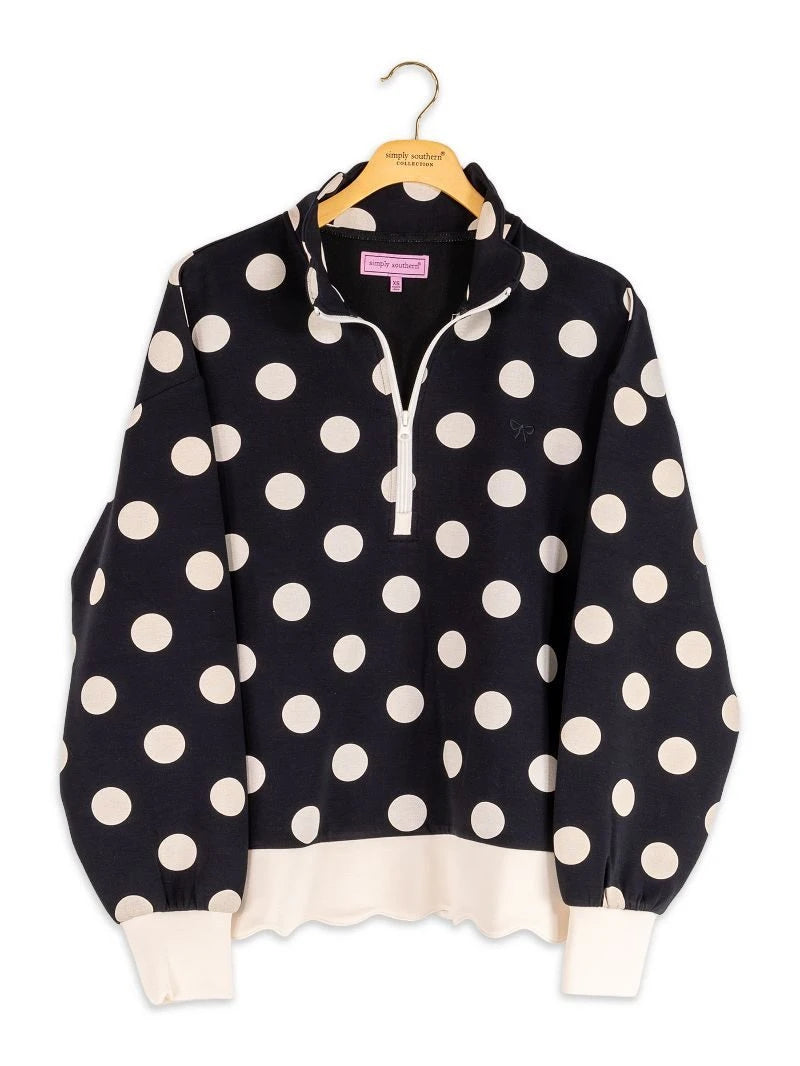 BLACK POLKA DOT PULLOVER
