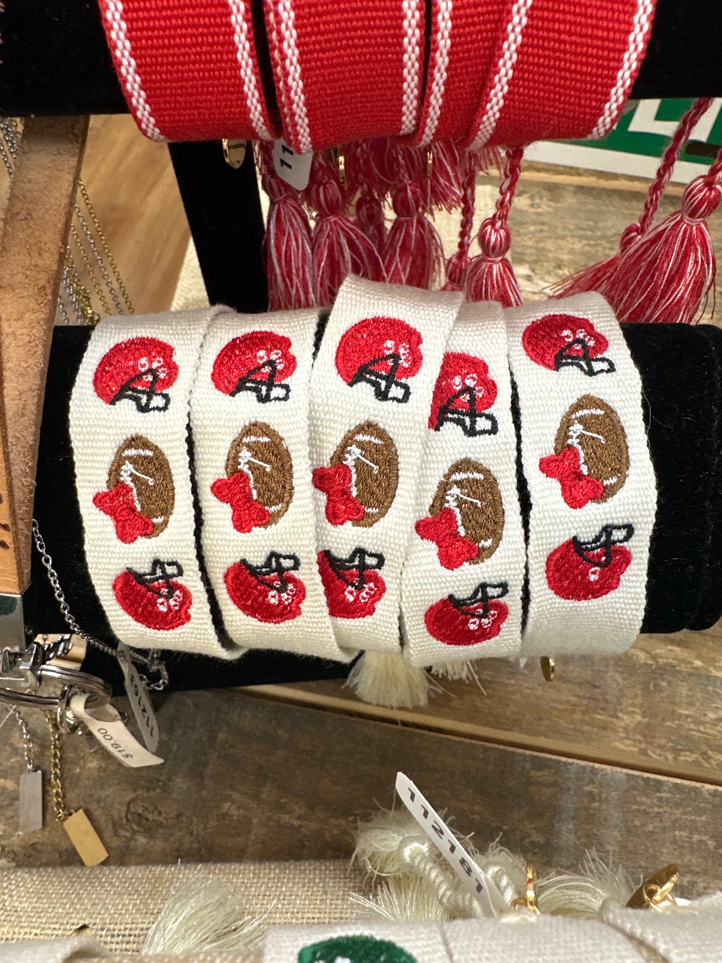 RED GAMEDAY EMBROIDERED BRACELET