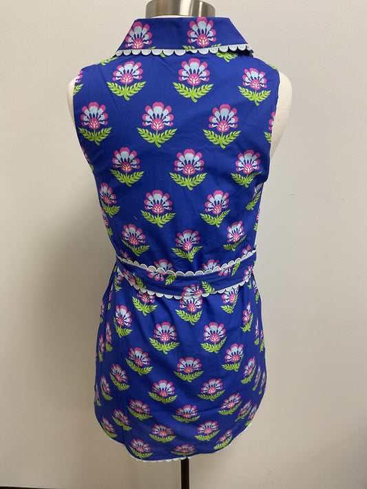 BLUE FLORAL SHIFT DRESS WITH BELT