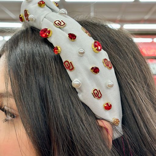 White & Crimson OU Headband - Pharm Favorites by Economy Pharmacy