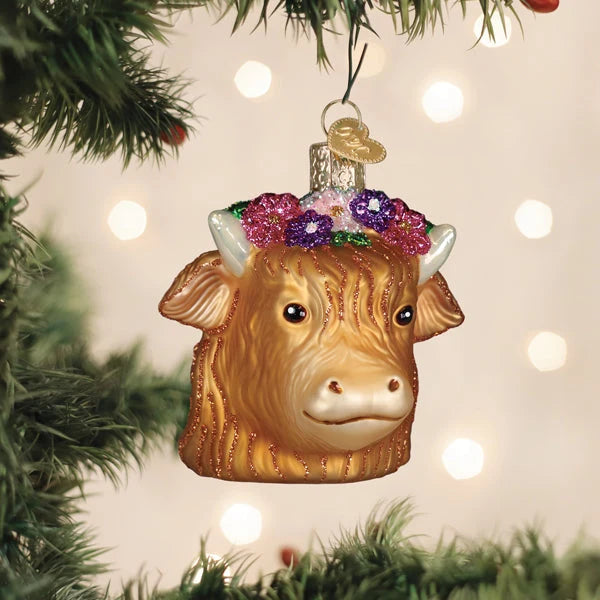OWC ORNAMENT - FLORAL HIGHLAND COW