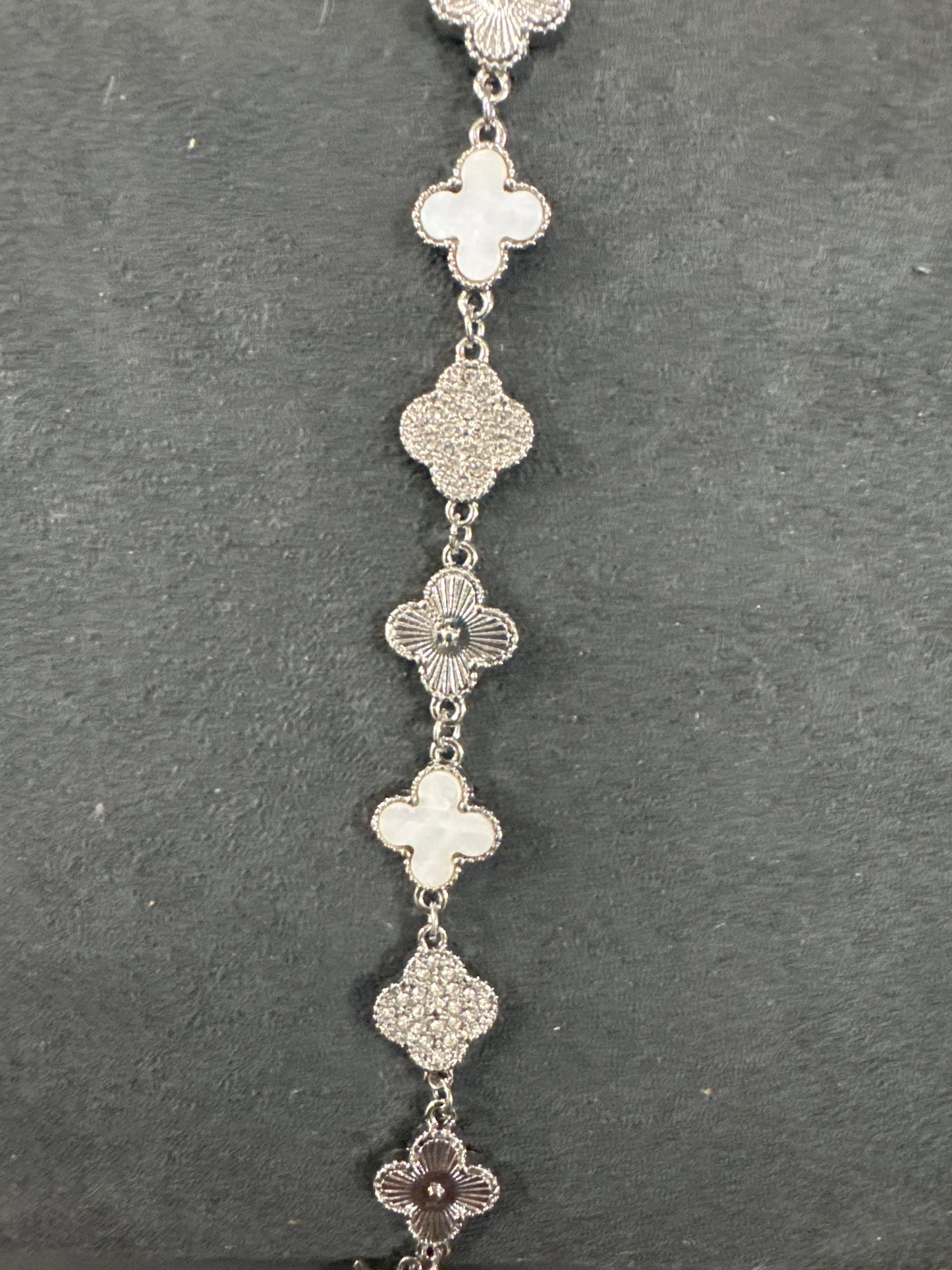SILVER & IVORY CLOVER BRACELET