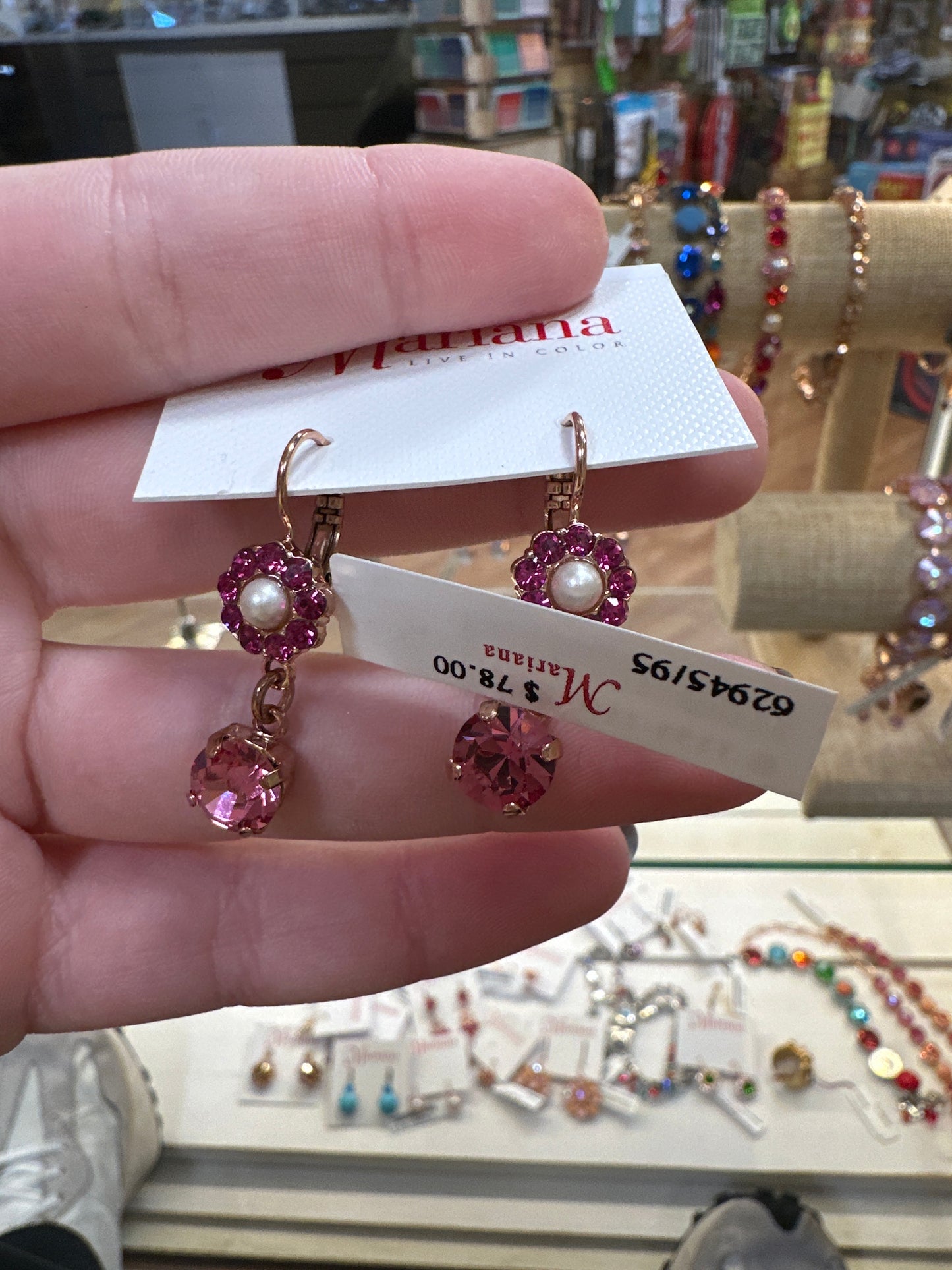MARIANA RG PINK/PPL FLORAL DROP EARRINGS