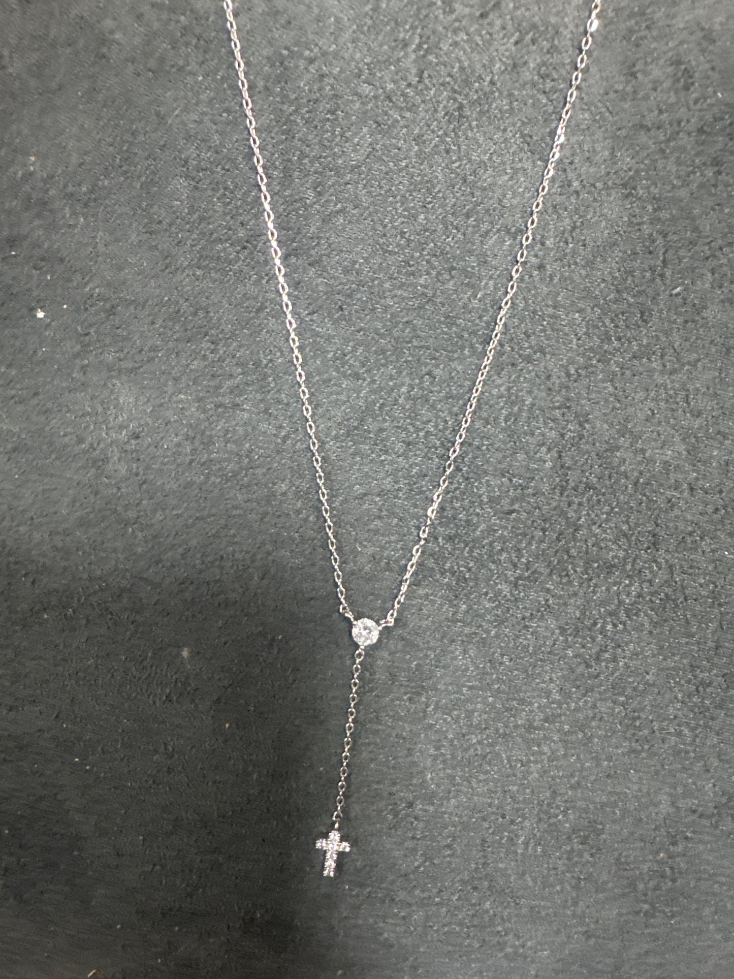 DELICATE CHAIN W/CRYSTAL & DROP CHAIN W/CROSS