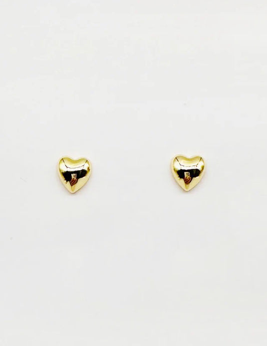 Gold Puffy Heart .5" Stud Earrings