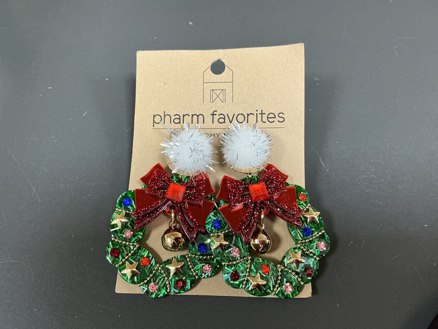 Acrylic Christmas Wreath Earrings