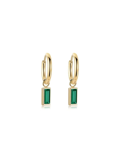 HUGGIE CHARM EARRINGS - EDITH GREEN & GOLD