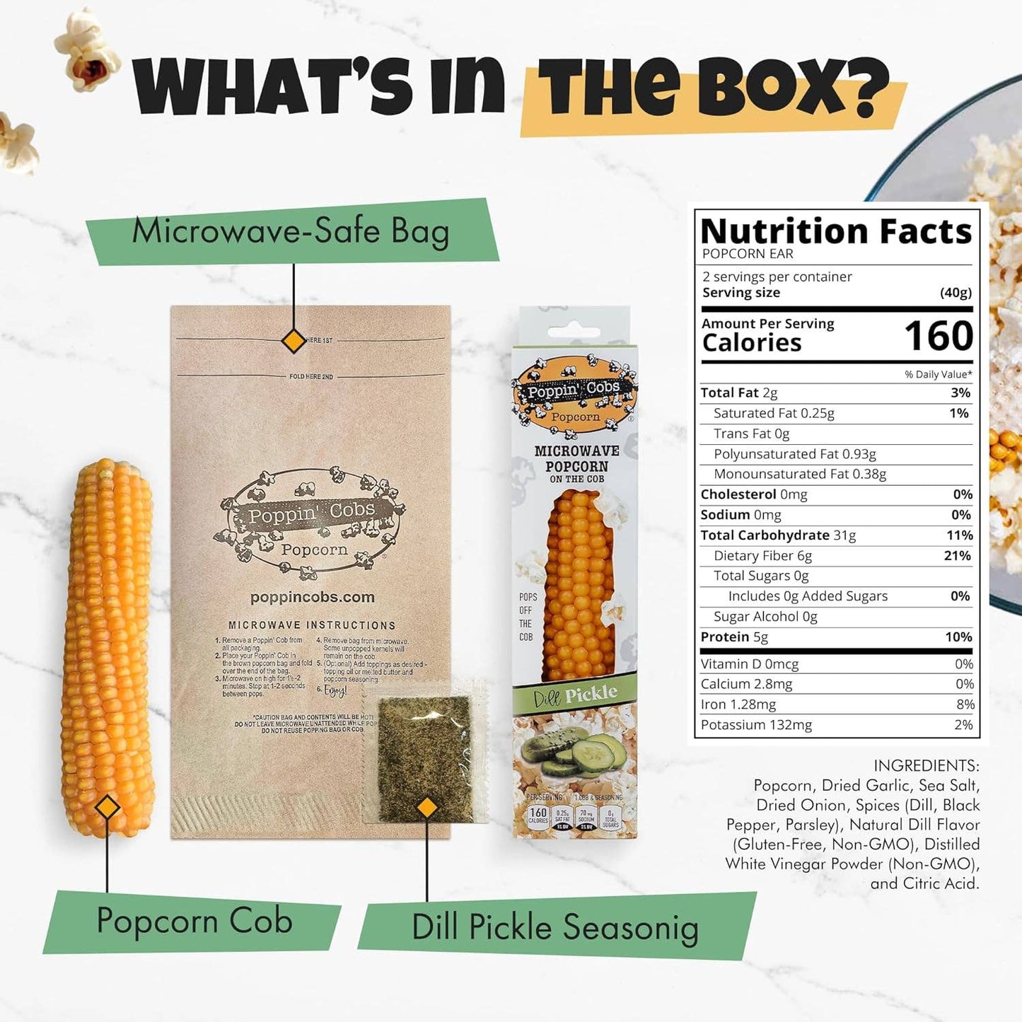 Popcorn on the Cob with Dill Pickle Seasoning