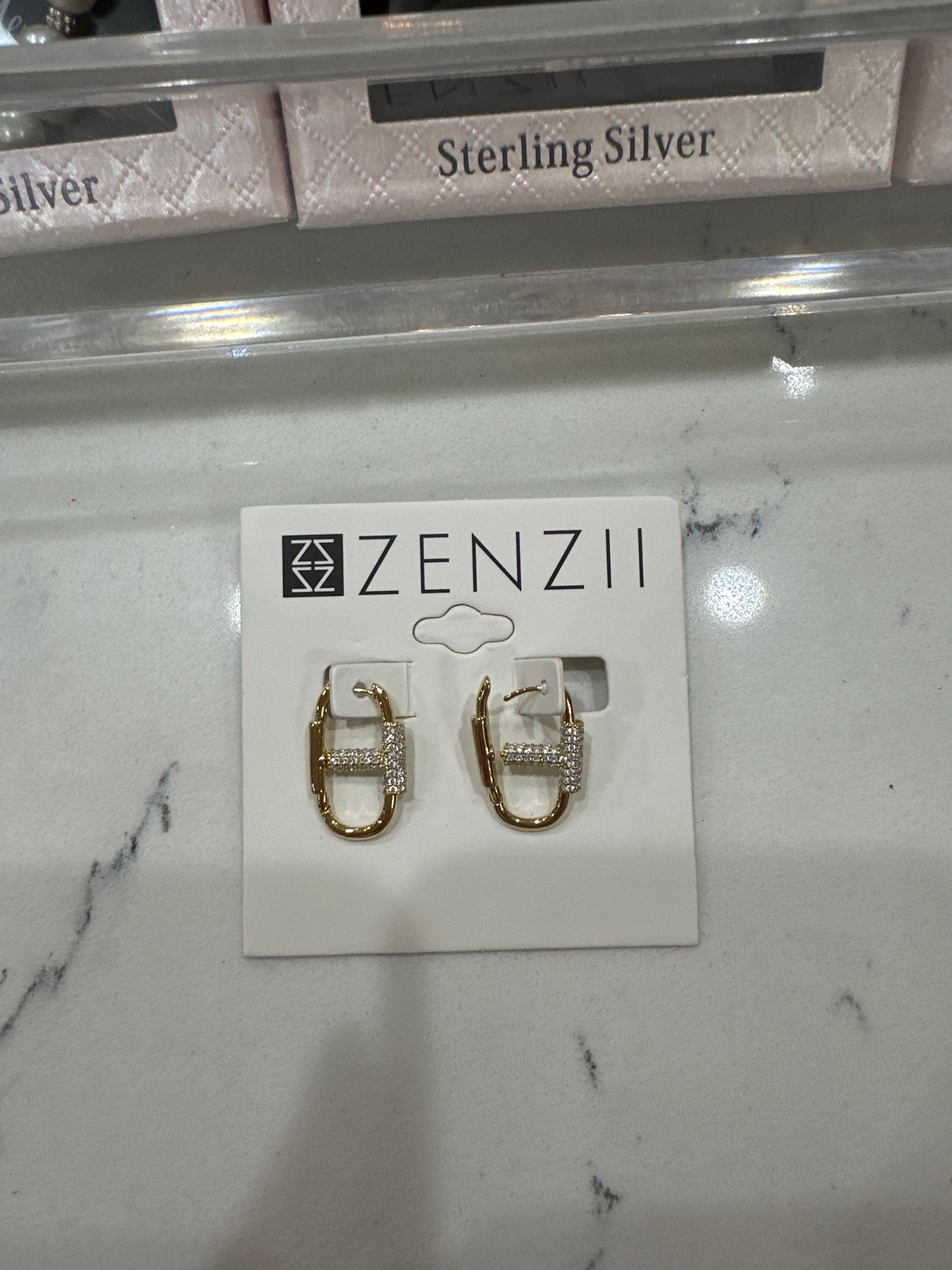 PAVE MARINER LINK HOOP EARRINGS - GOLD