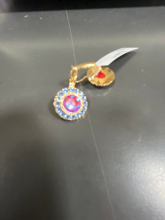 MARIANA - EARRINGS - GOLD - PINK/LIGHT BLUE MEDALLION
