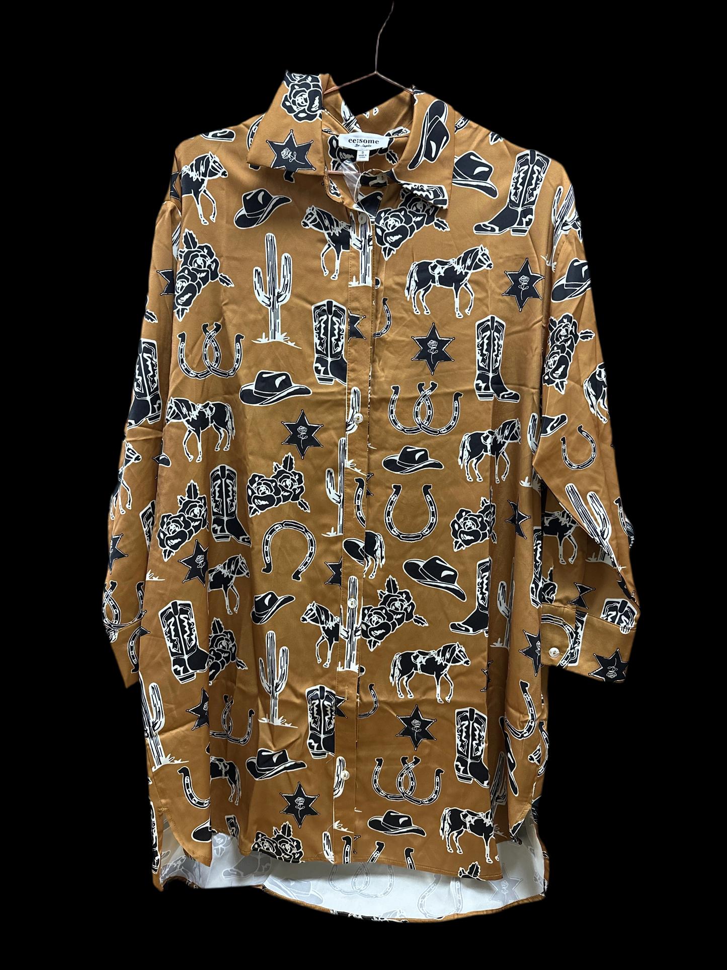 WESTERN TOFFEE INSPIRED BUTTON DOWN SHIRT DRESS