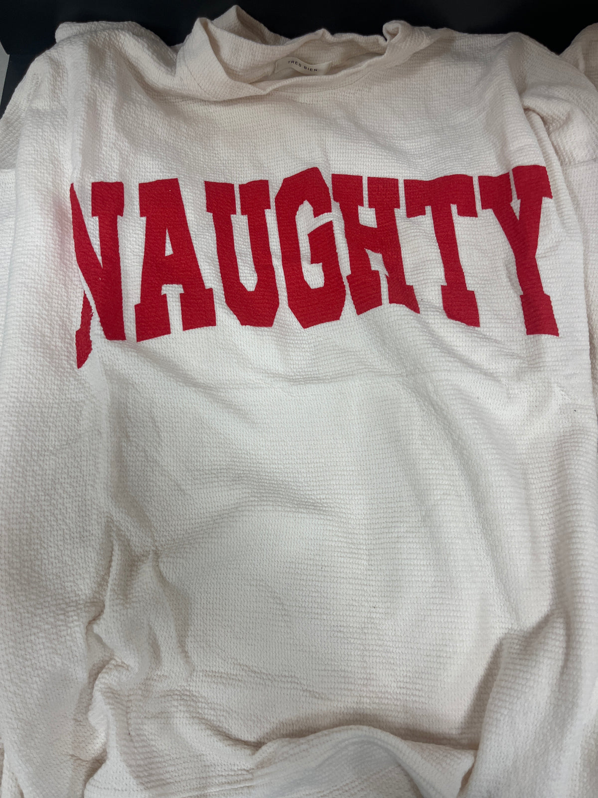 CREAM NAUGHTY CLOUDY KNIT LONG SLEEVE TOP