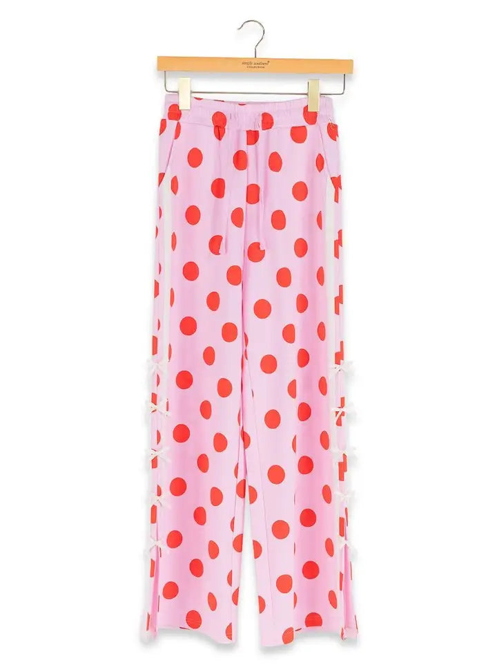 TIE LOUNGE PANT AND PULLOVER PINK POLKA DOT - 2 PC. SET