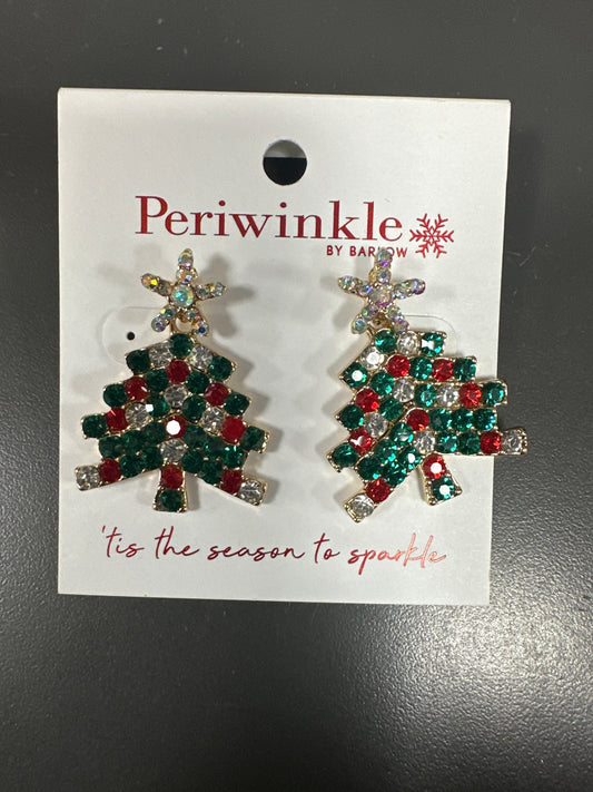 CRYSTAL/RED/GREEN CHRISTMAS TREE EARRINGS