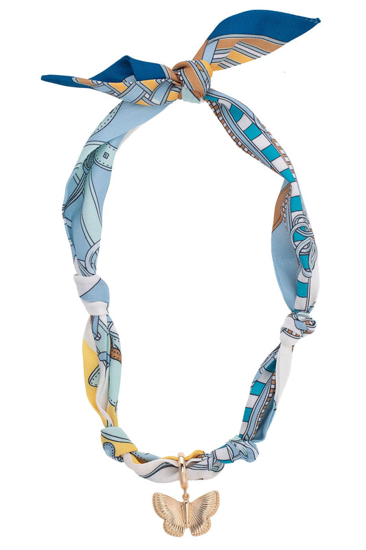 DESIREE BUTTERFLY SCARF NECKLACE I LIGHT BLUE/WHITE/LIGHT YELLOW