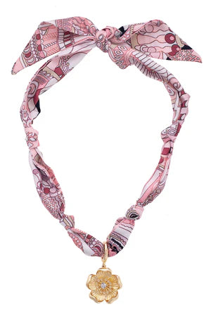 ALLEGRA BLOSSOM SCARF NECKLACE - LIGHT PINK/WHITE