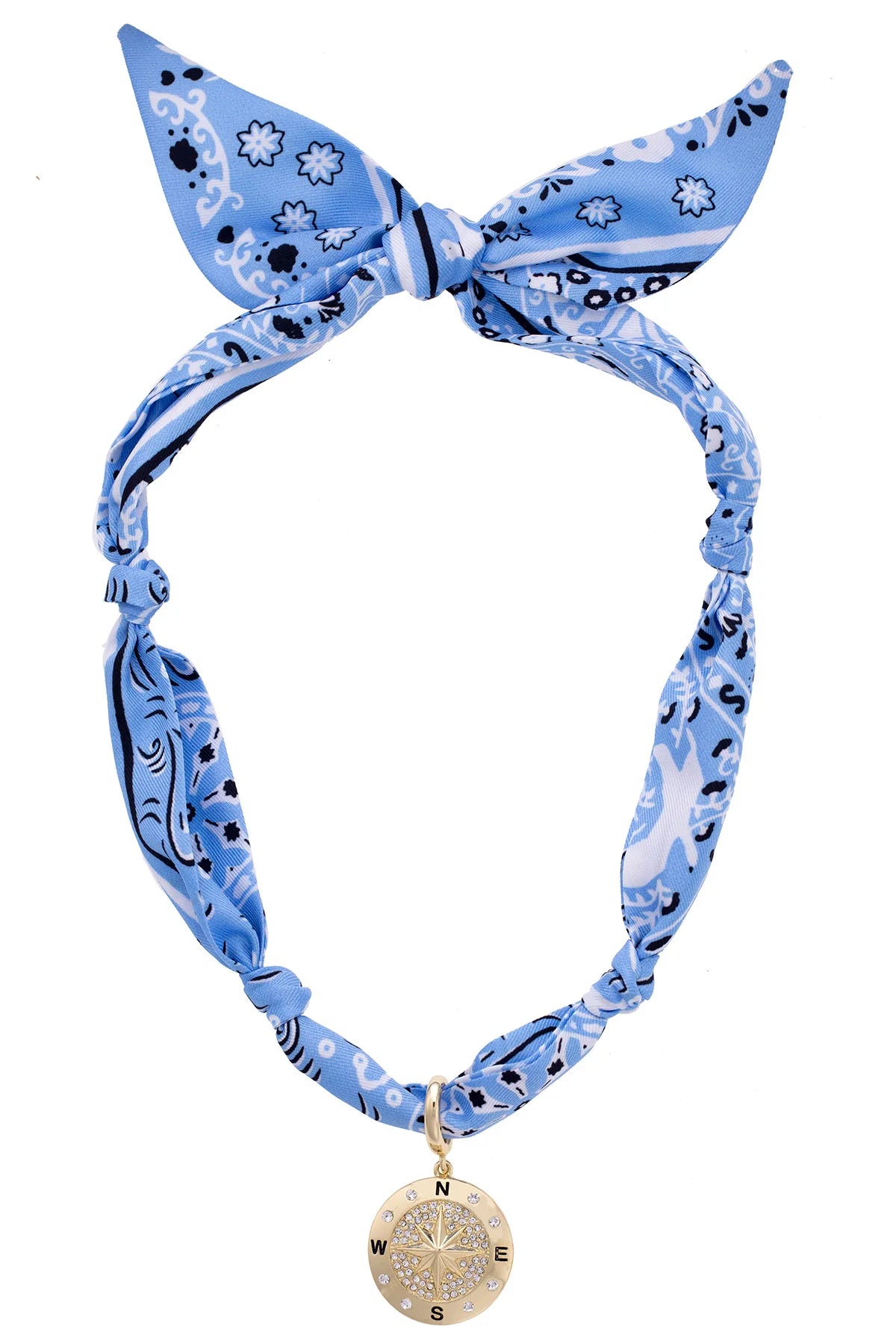 CALISTA PAVE COMPASS SCARF NECKLAVE IN BLUE & WHITE