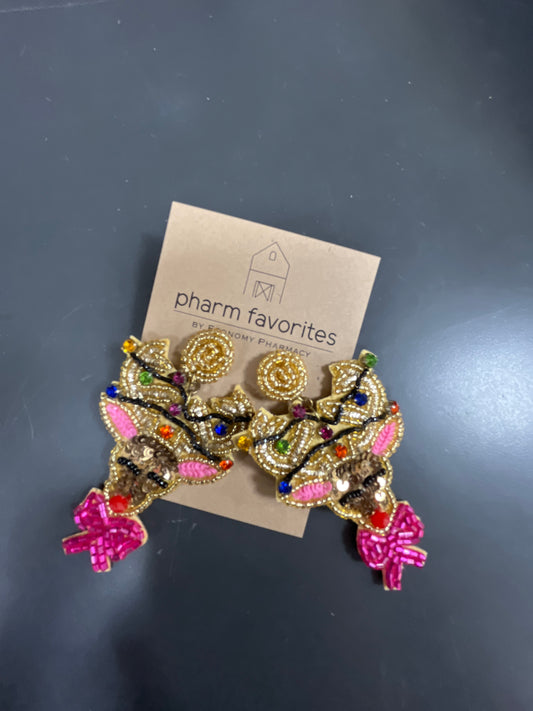 RUDOLPH WITH LIGHTS BEADED EARRINGS