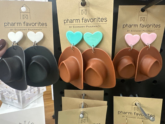 COWBOY HAT EARRINGS - ASST