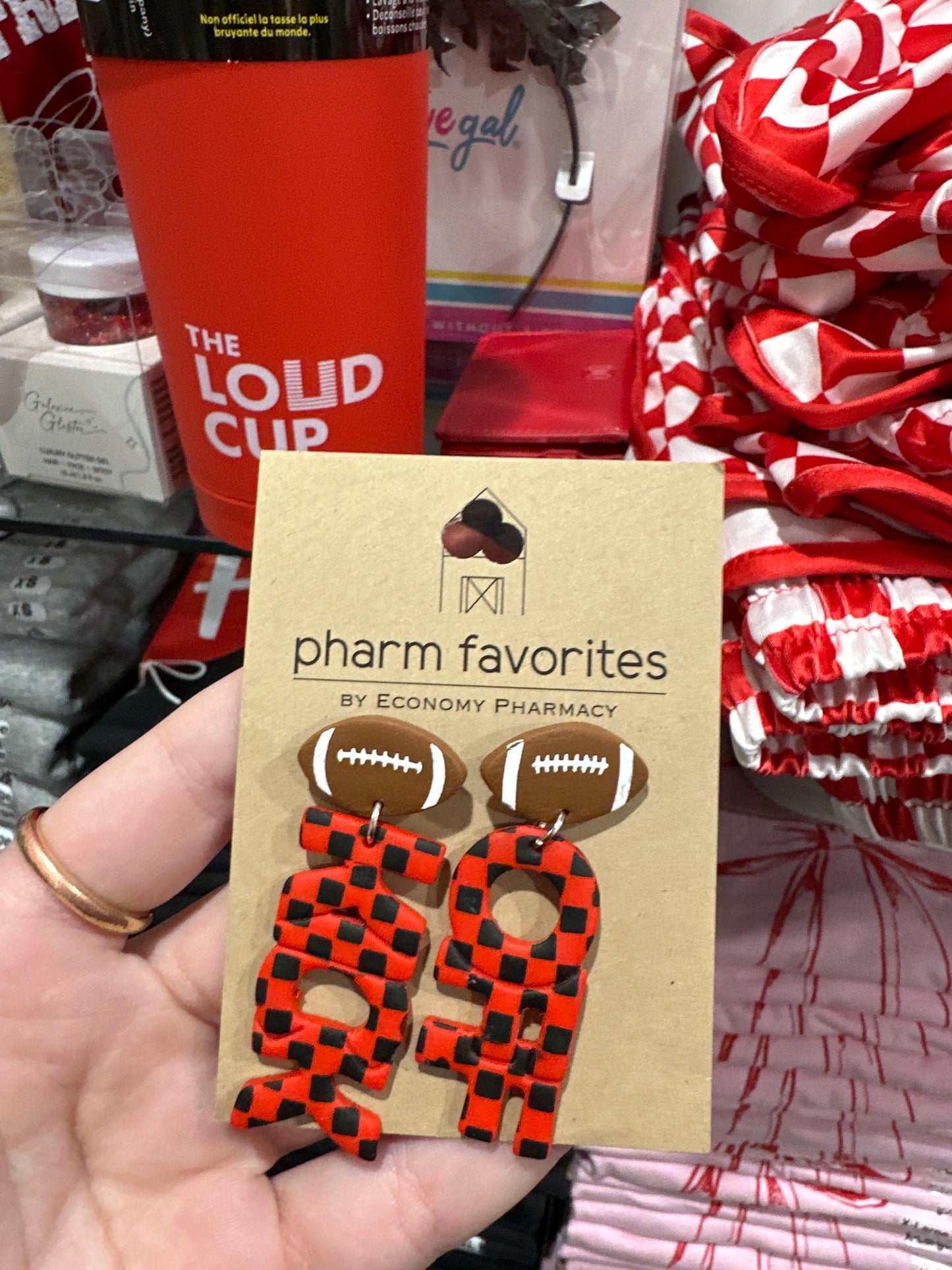KICK OFF EARRINGS - RED CHECK