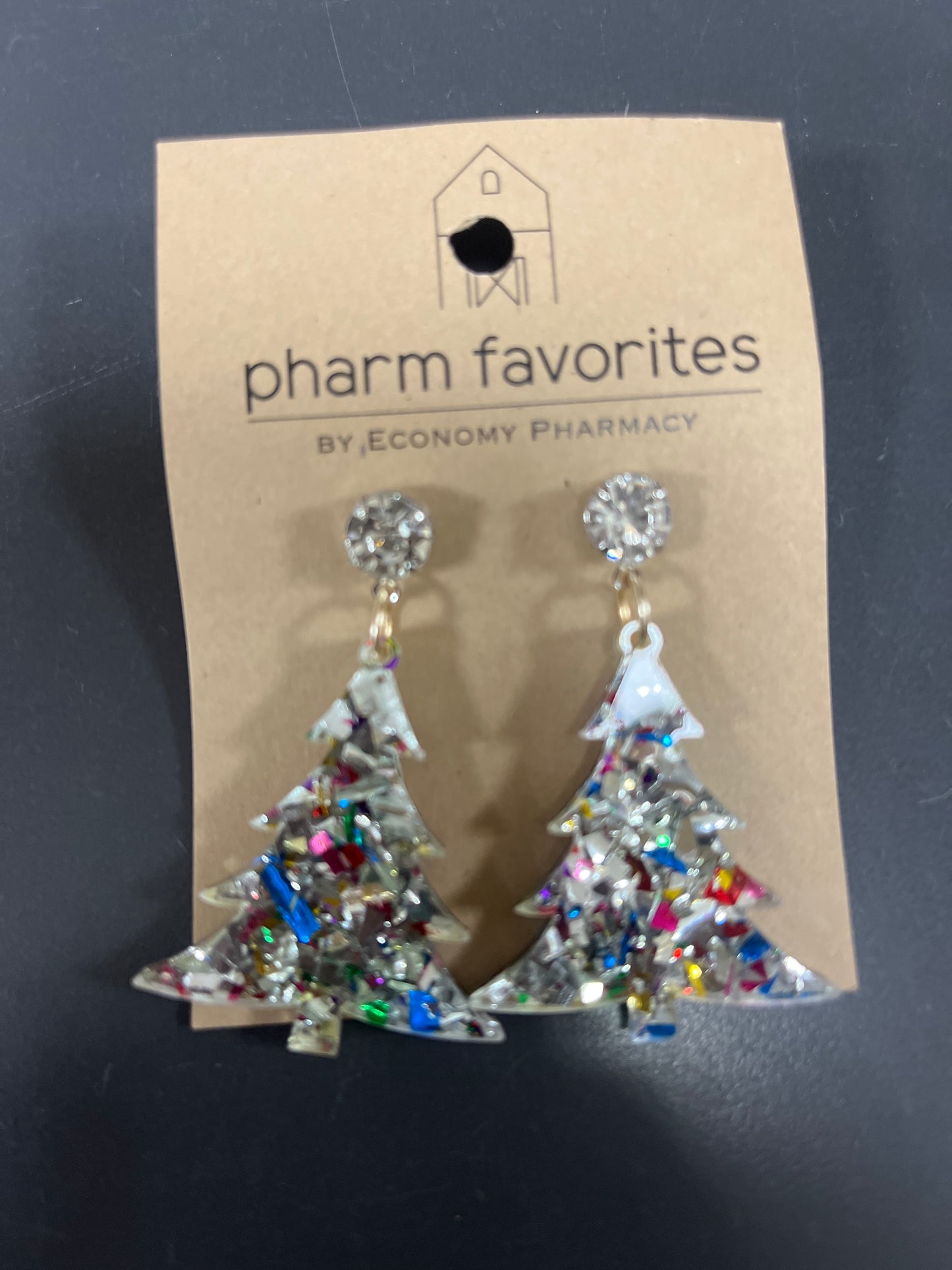 Glitter Acrylic Christmas Tree Earrings