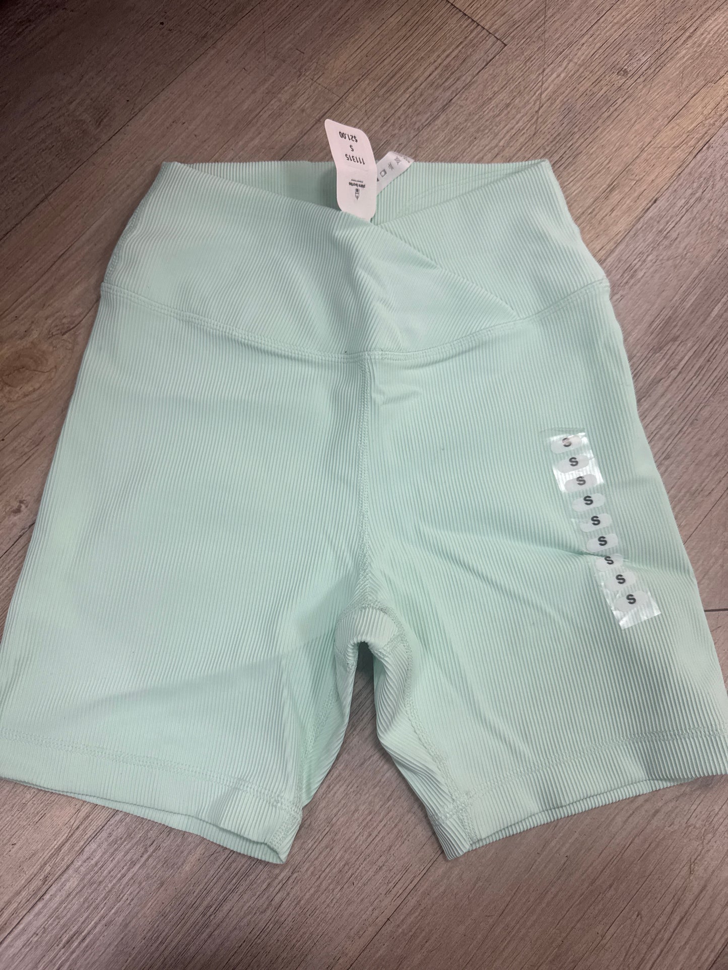 V-WAIST RIBBED BIKER SHORTS - MORNING MINT