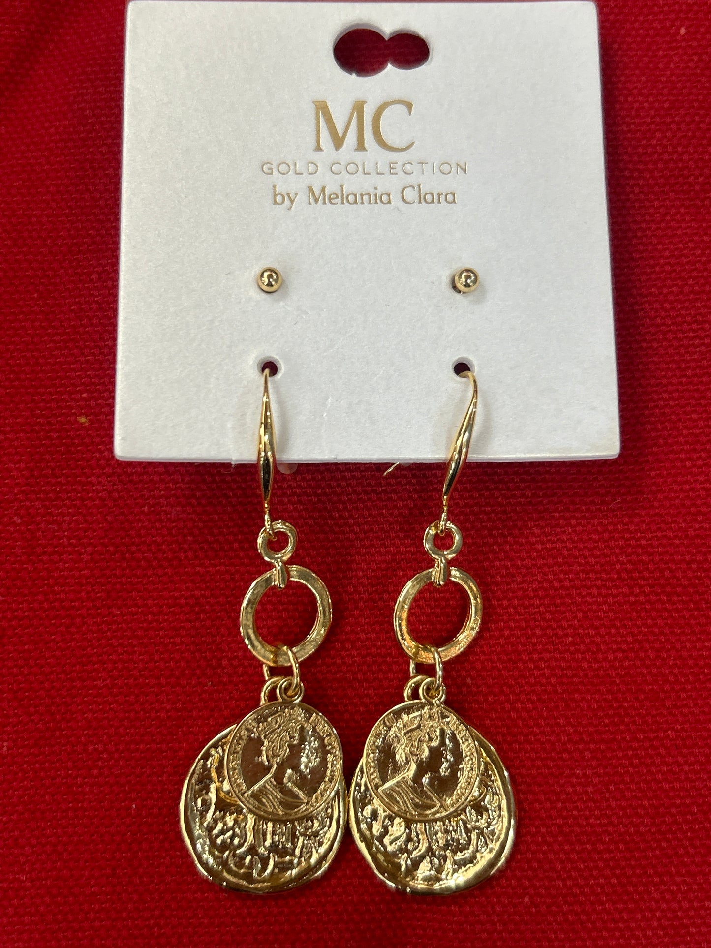 GOLD GEMA COIN EARRINGS