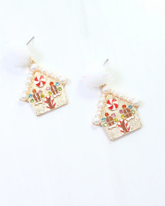 JINGLE GINGERBREAD HOUSE EARRING - GOLD