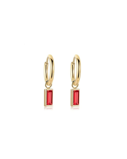 HUGGIE CHARM EARRINGS - EDITH RED & GOLD