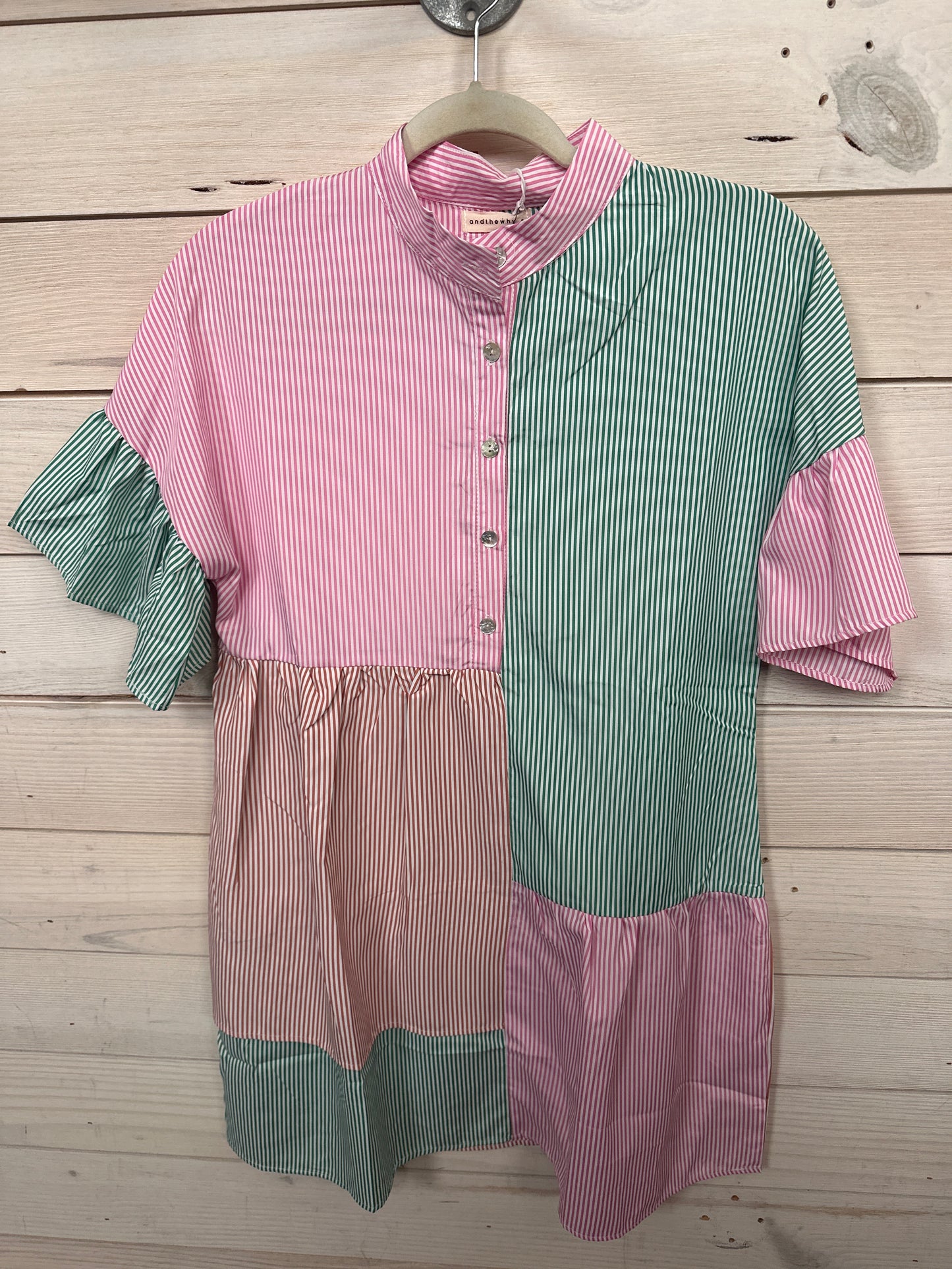 MULTICOLOR PINSTRIPE DRESS