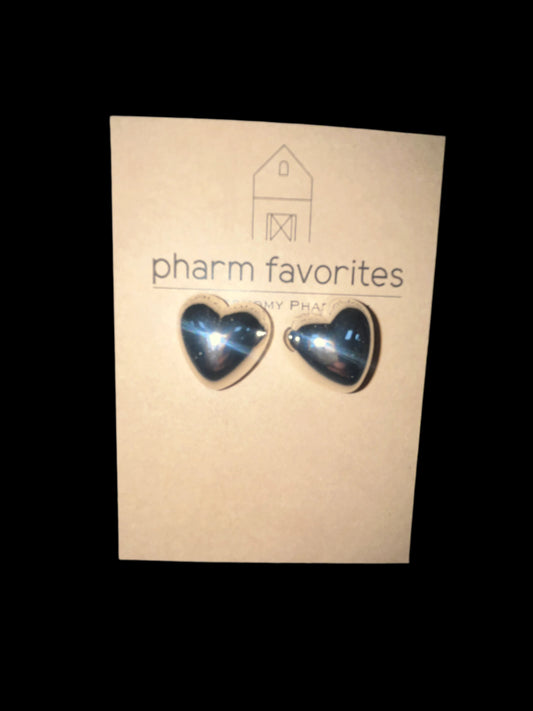 SILVER PUFFY HEART STUD EARRINGS