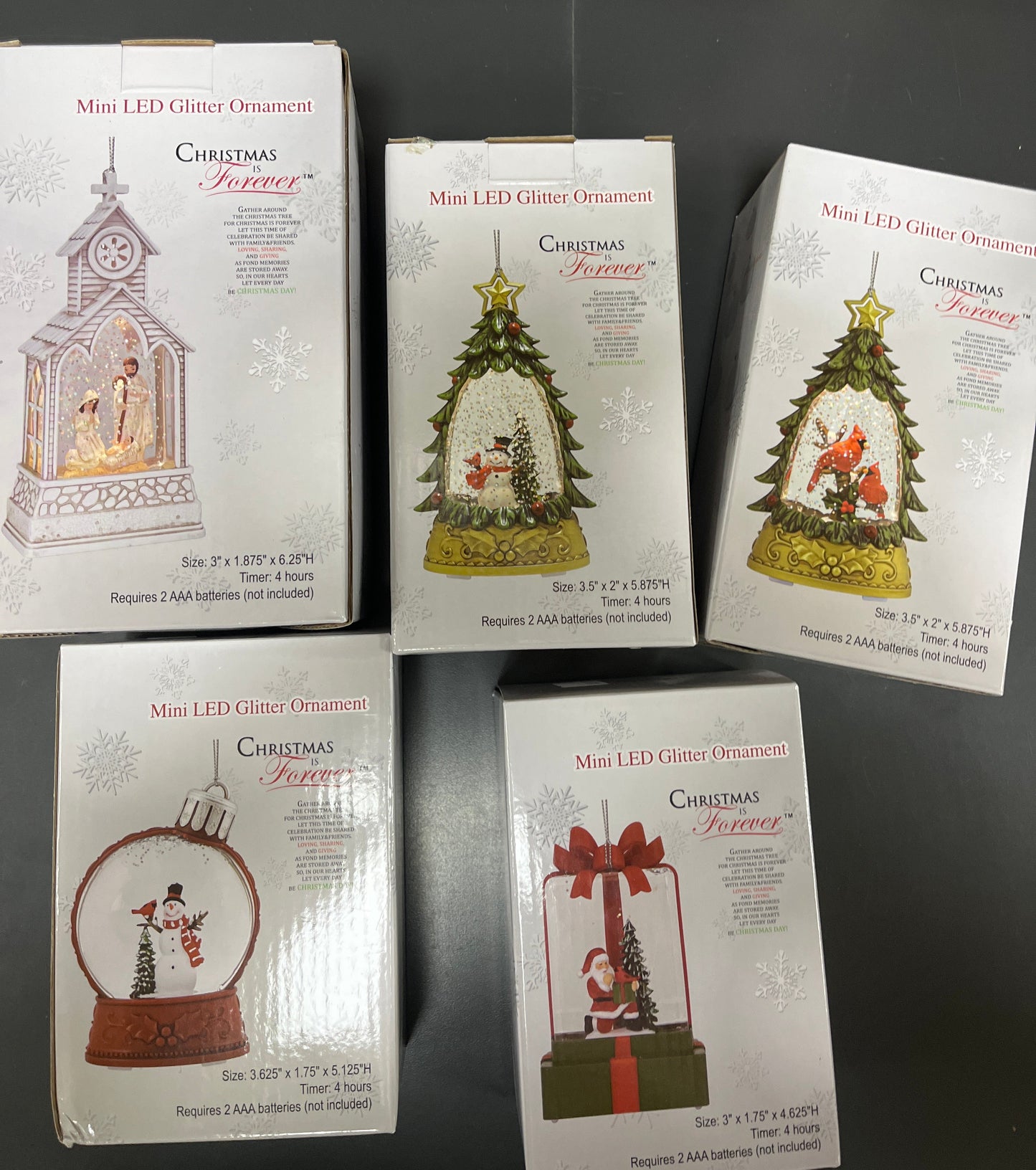 MINI LED GLITTER ORNAMENTS COLLECTION - ASSORTMENT