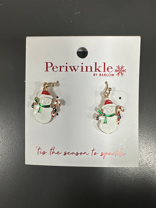 ENAMEL SNOWMAN WITH CANDY CANE EARRINGS