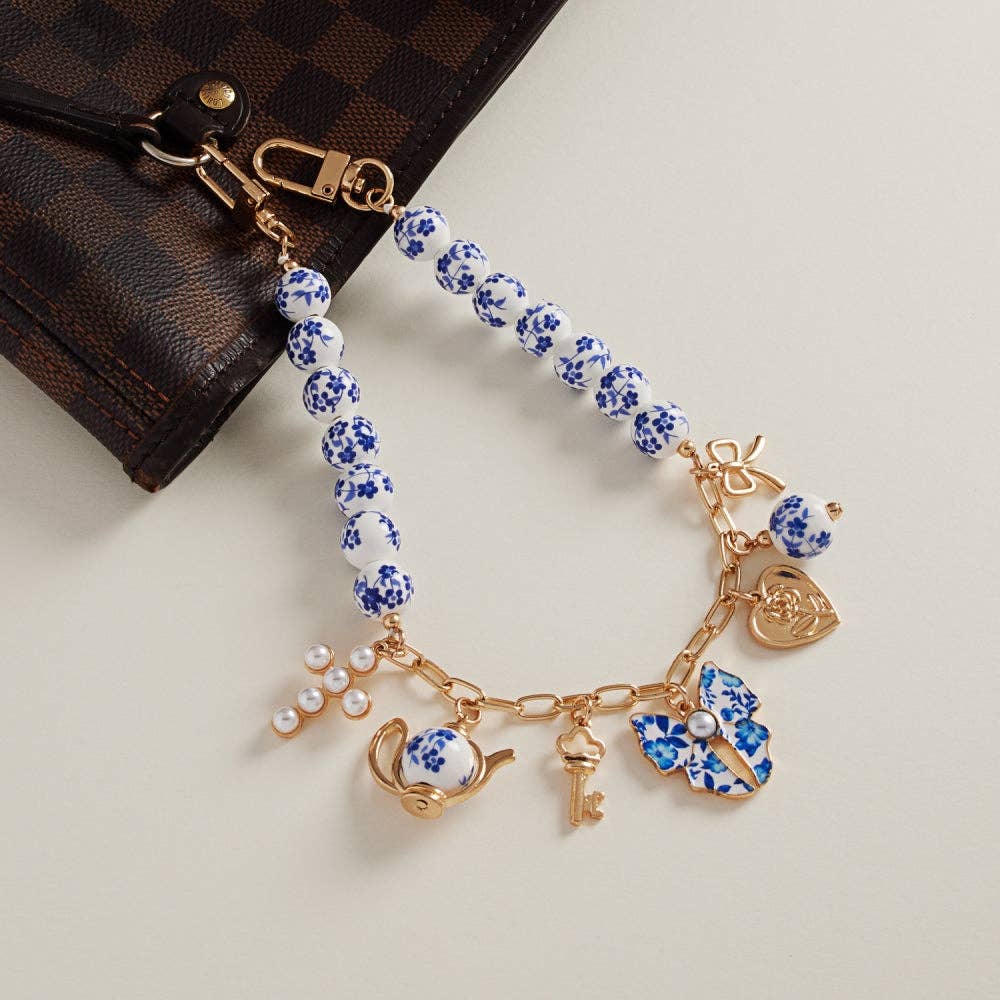 Mixed Metal Charms W Ceramic Beads Swag Bag Charm