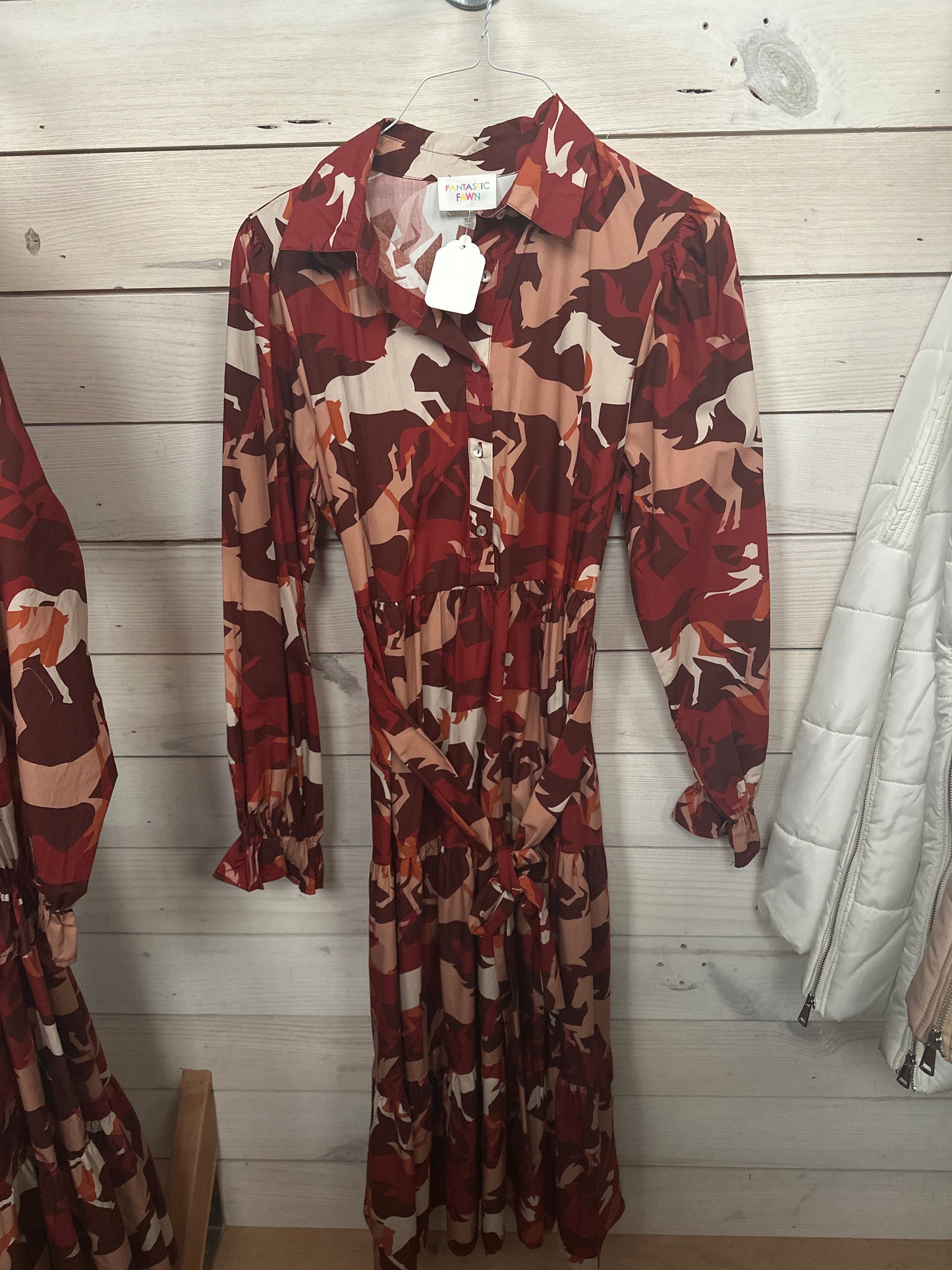 MULTICOLOR HORSE LONG SLV DRESS