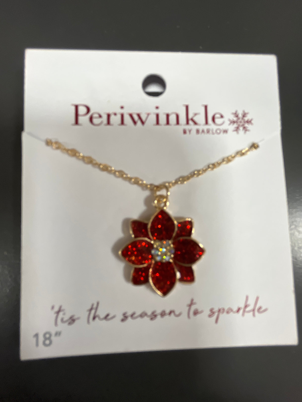 GOLD GLITTER POINSETTIA NECKLACE