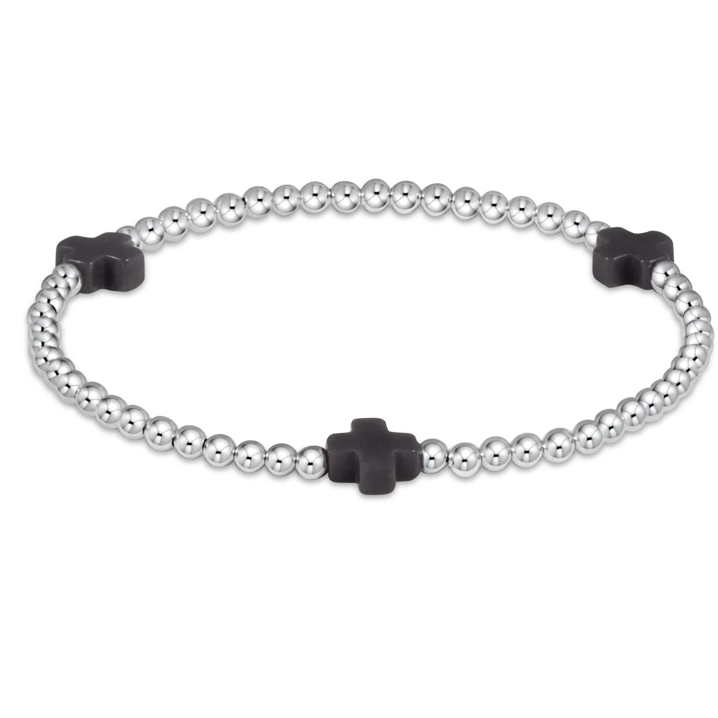 SIGNATURE CROSS STERLING PATTERN 3MM BEAD BRACELET