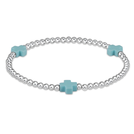 SIGNATURE CROSS STERLING PATTERN 3MM BEAD BRACELET