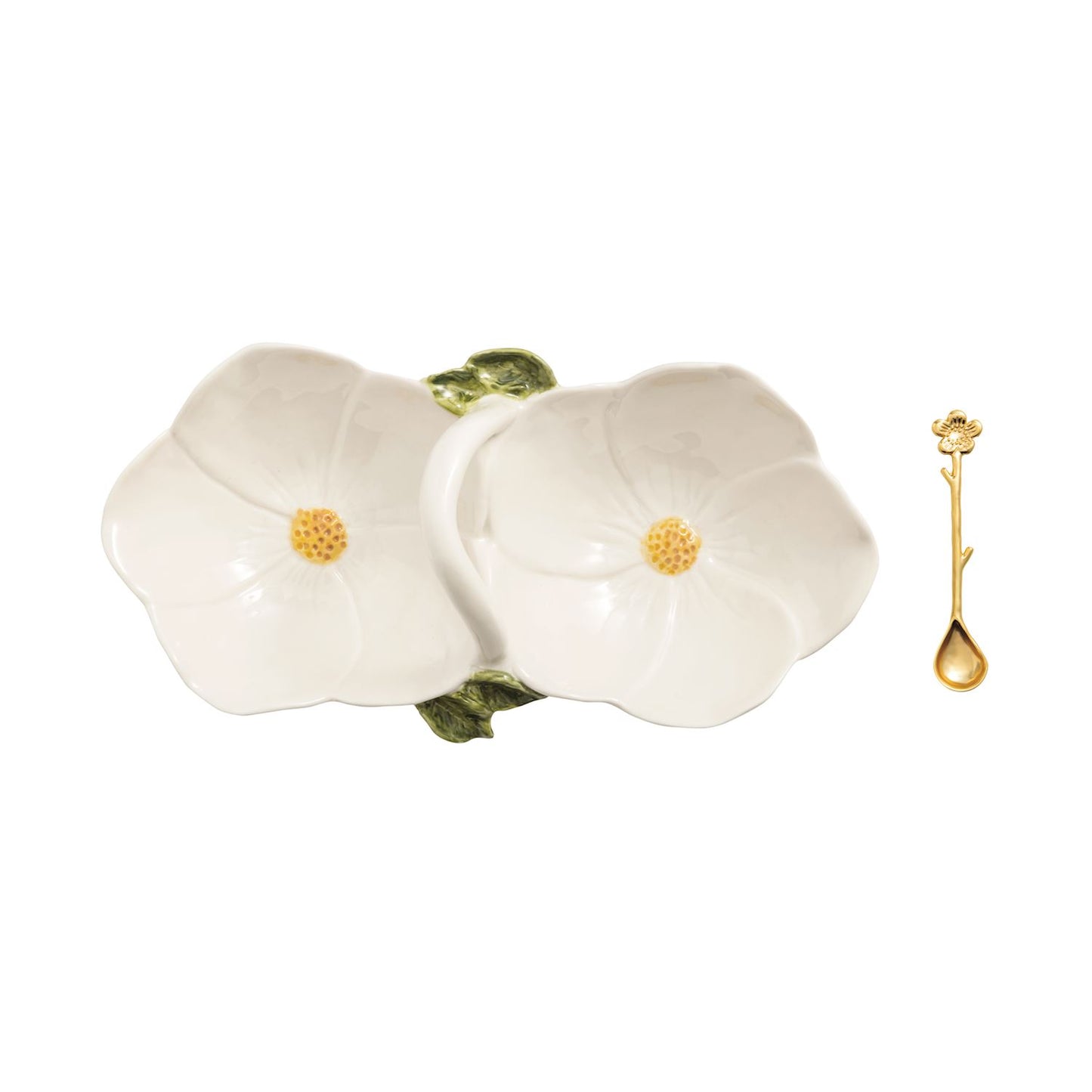 FIGURAL FLOWER DOUBLE TIDBIT SET