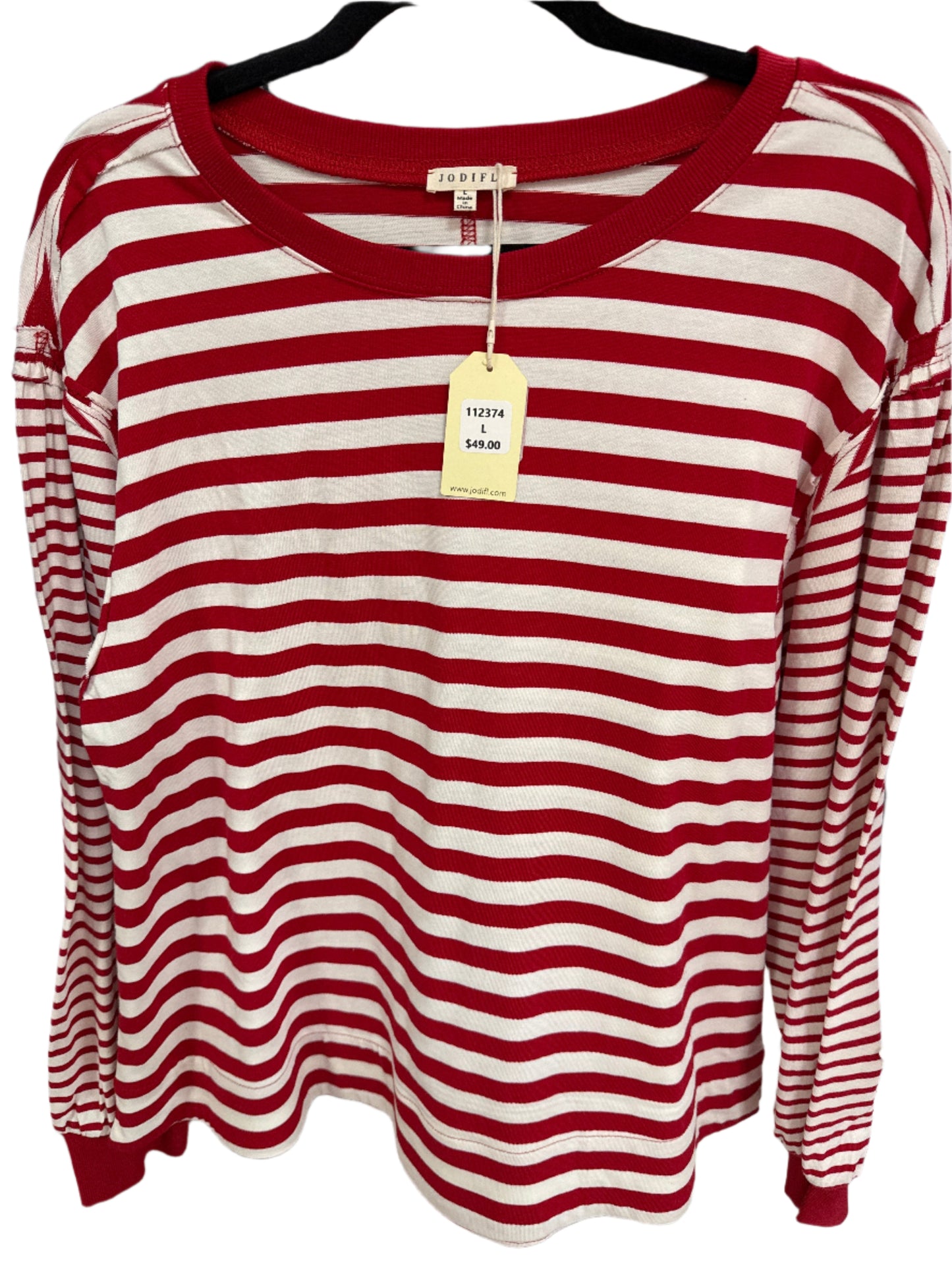 RED & WHITE STRIPED SWEATSHIRT