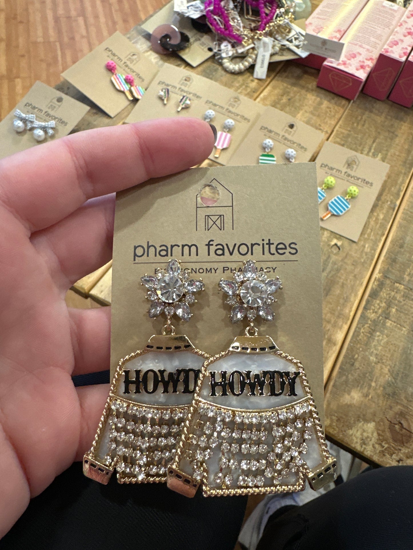 HOWDY EMBELLISHED JACKET EARRINGS - WHITE