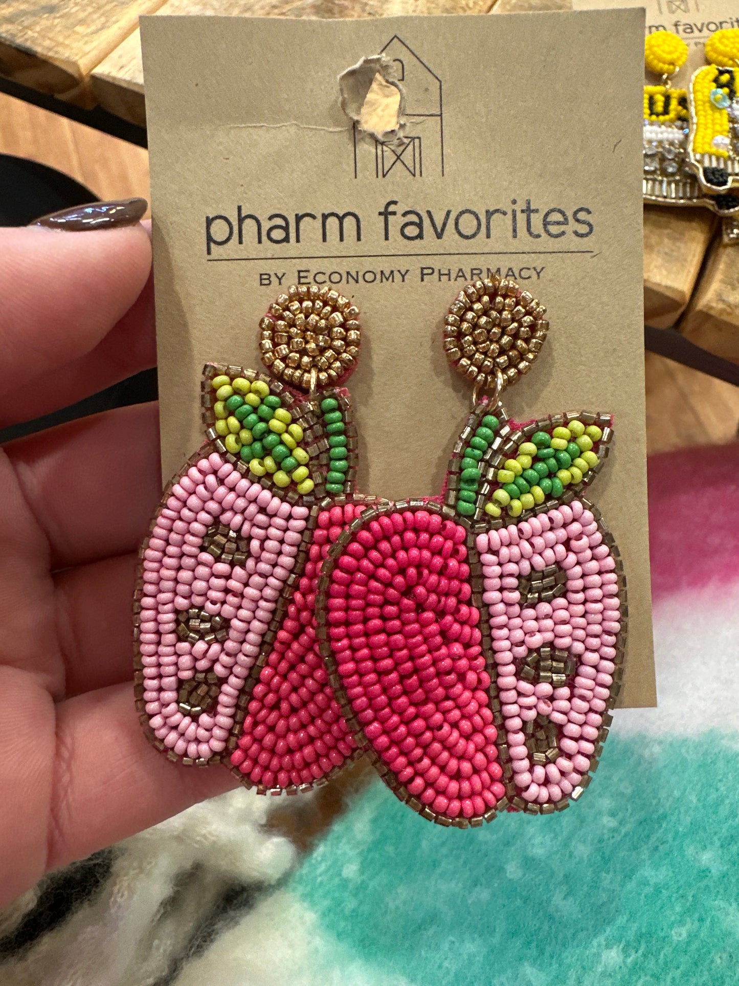 BEADED APPLE EARRINGS