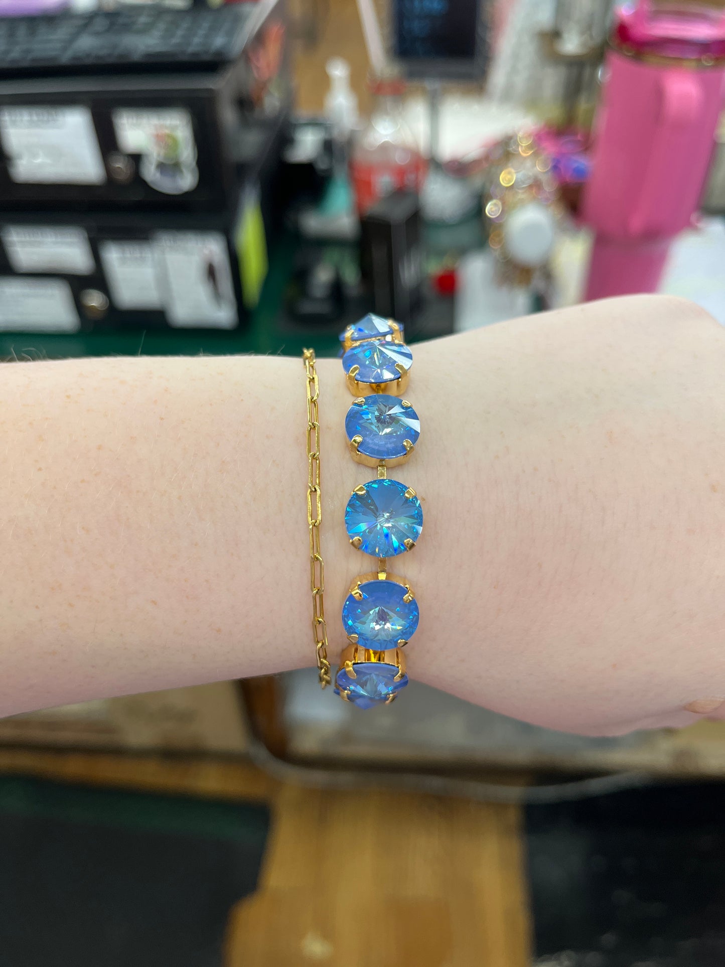 YG LG BRACELET - BRIGHT BLUE STONES