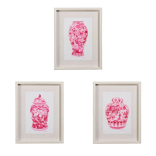 PINK CHINOISERIE CONTAINER FRAMED WALL ART