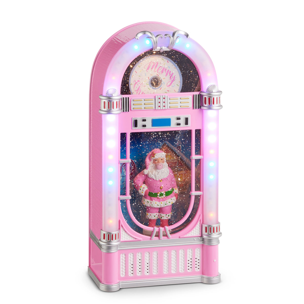 13" BLUETOOTH ANIMATED MUSICAL BUBBLEGUM BLOWIN' SANTA LIGHTED WATER JUKEBOX