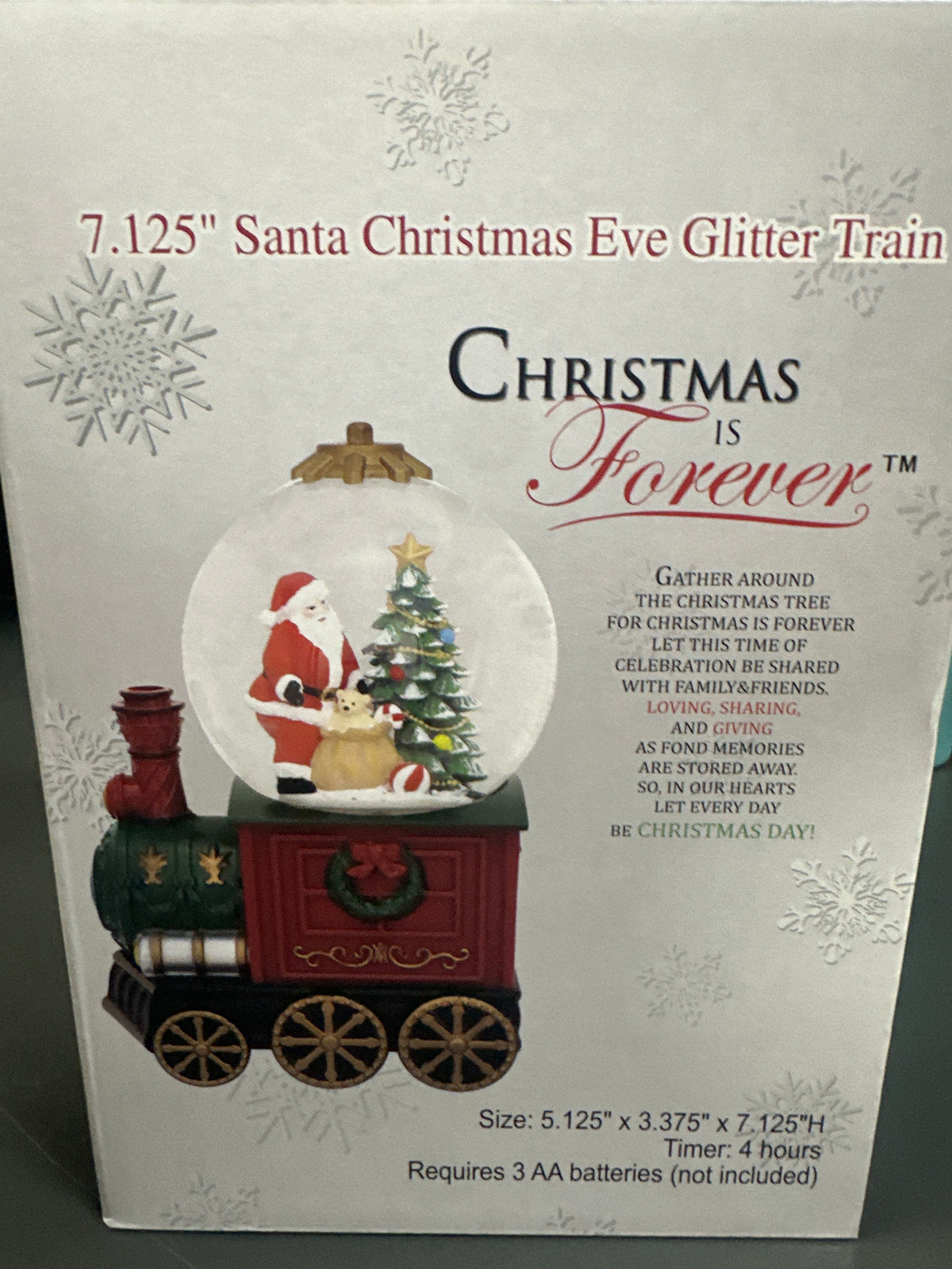 7.125" SANTA CHRISTMAS EVE GLITTER TRAIN