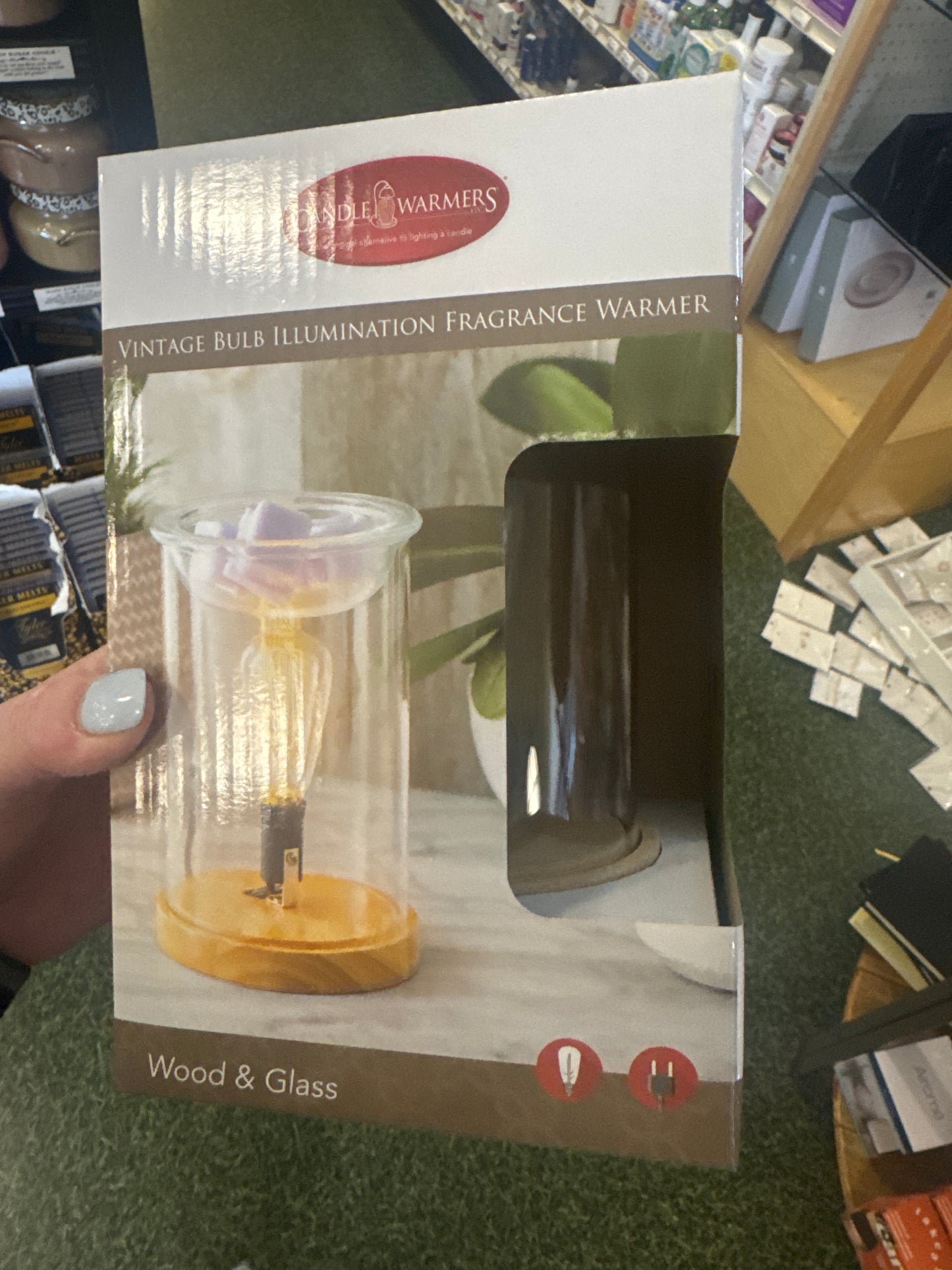 FRAGRANCE WARMER - VINTAGE WOOD & GLASS - Pharm Favorites by Economy Pharmacy